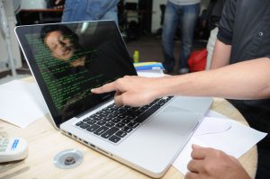 A participant coding at Indias first ever Botathon