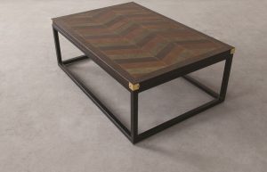 EDWARD LEATHER TOP COFFEE TABLE_Multi Finish - Top Front Three Fourth View